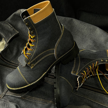 Denim Leather Work Boots