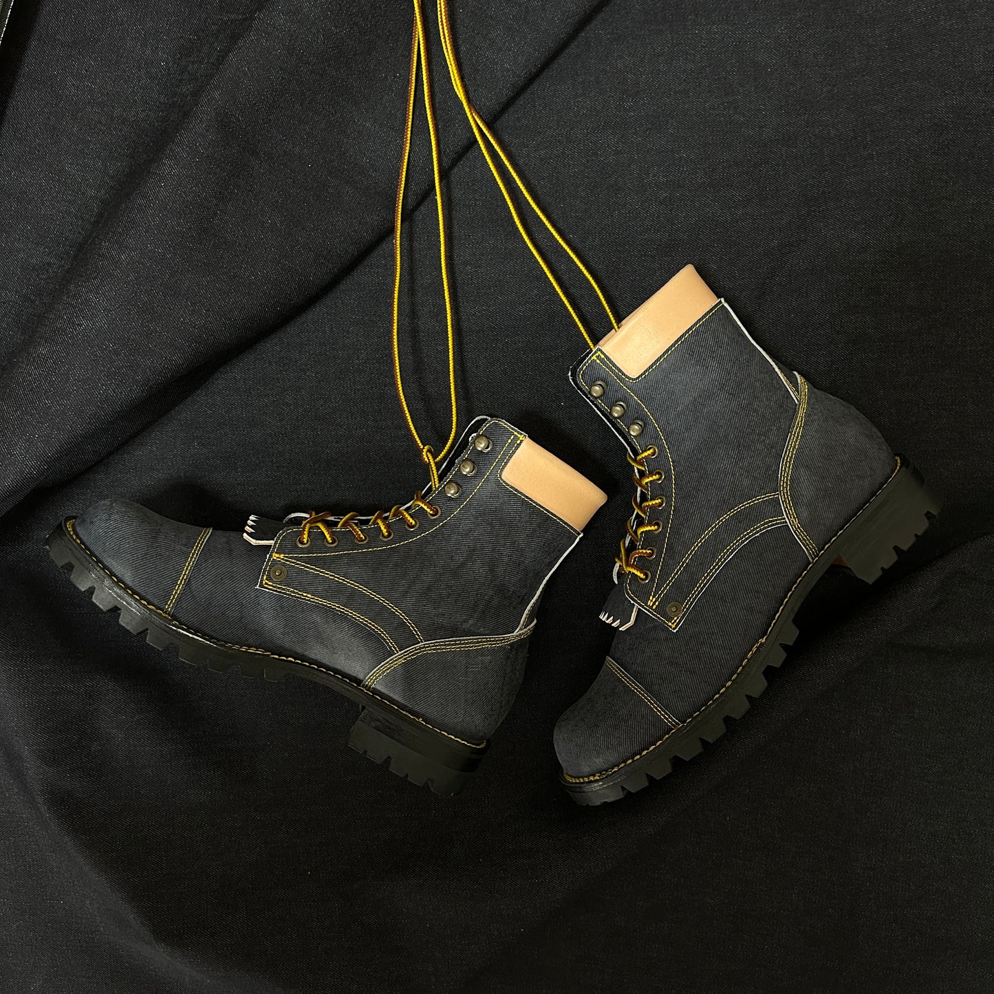 Denim Leather Work Boots