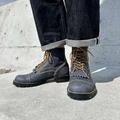 Denim Leather Work Boots